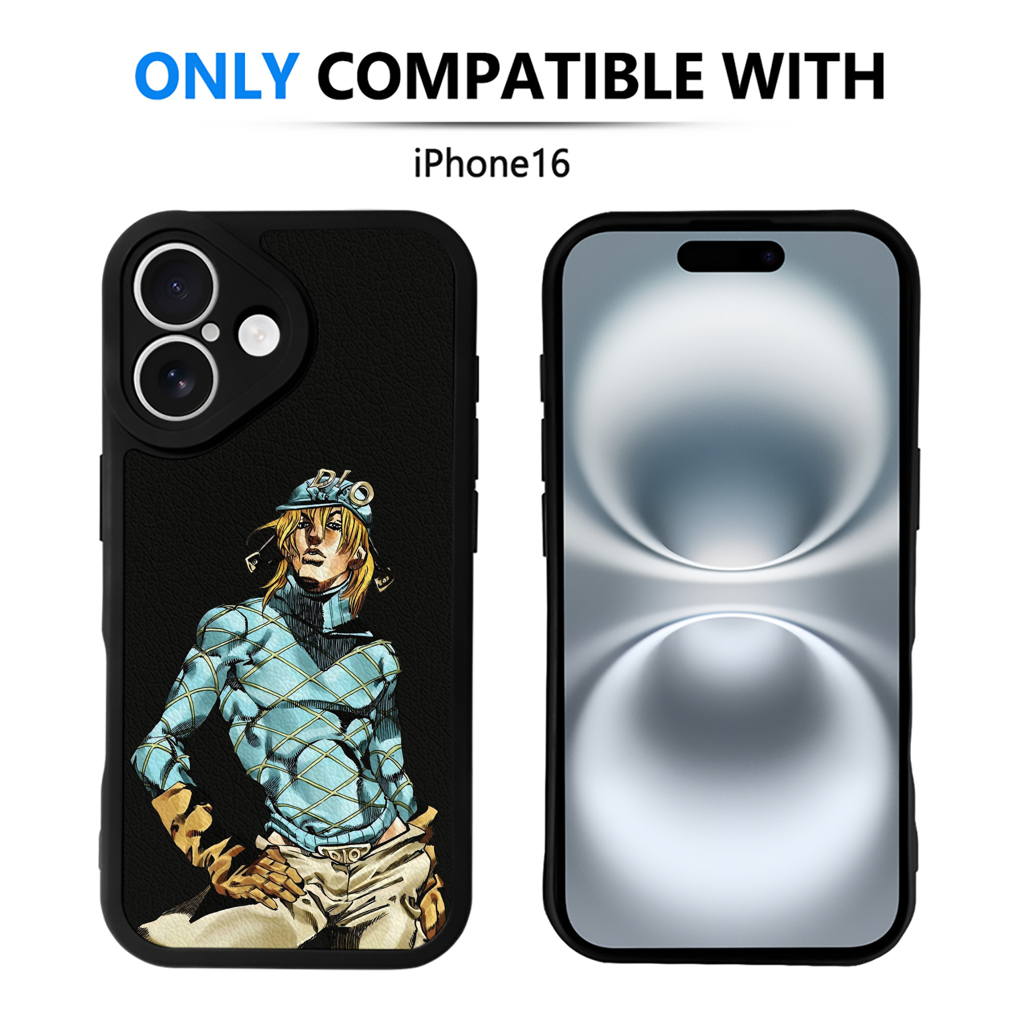（画像用） ジョジョの奇妙な冒険 ディオ?ブランドー JoJo's Bizarre Adventure Dio Brando 【iPhone 16シリーズ対応】シリコンスマホケース（レザー調） 材質：シリコン